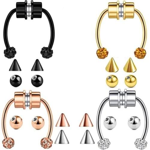 New Fashion Magnetic Magnet Septum Piercing Fake Nose Ring Alloy Nose Piercing Hoop Septum Ring Horseshoes Non Piercing Hoop