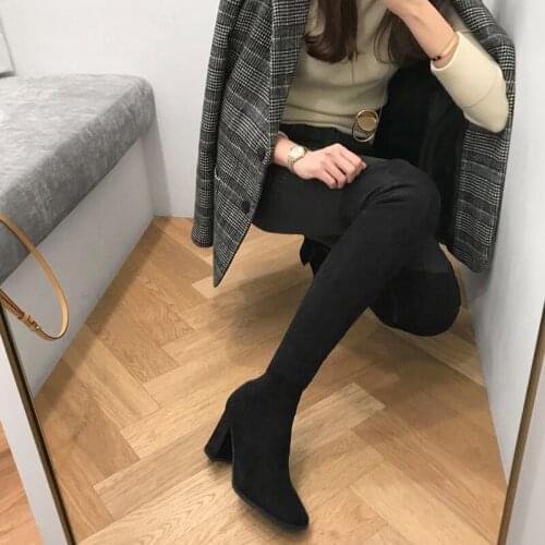 2020 Autumn Winter Women Boots 4CM/6CM Stretch Slim High Boots Fashion Over The Knee Boots High Heels Shoes Woman Size 33-42