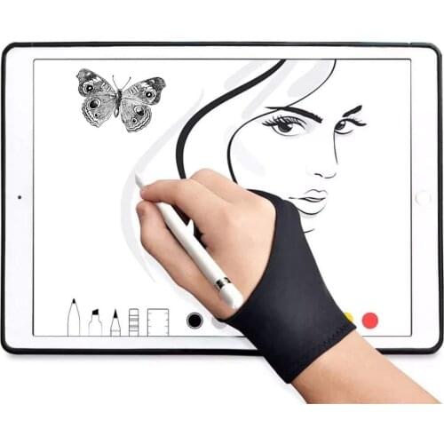 2 Pack Artist Anti-fouling Glove with Two Fingers for Digital Artists, Prevents Smudges for Light Box Graphic Tablet Pen