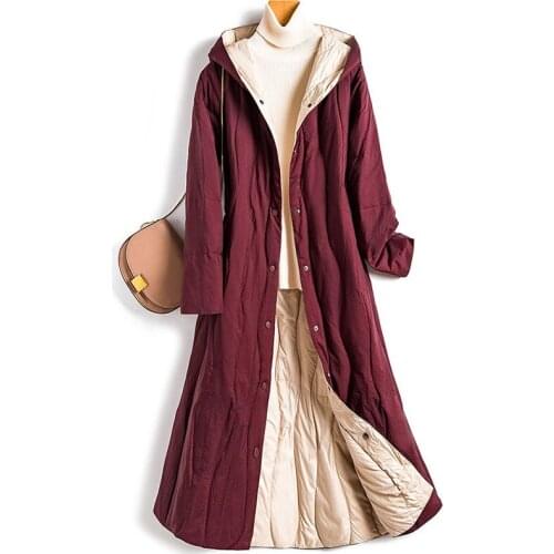 2021 Winter New Fashion Long White Duck Down Lightweight Down Jacket Hooded Cotton coat 3xl s140