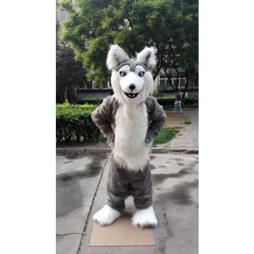 Realistic Husky Mascot Costume Cosplay Party Game Dress Outfit Halloween Fancy Interesting Funny Cartoon Character Clothing 2019