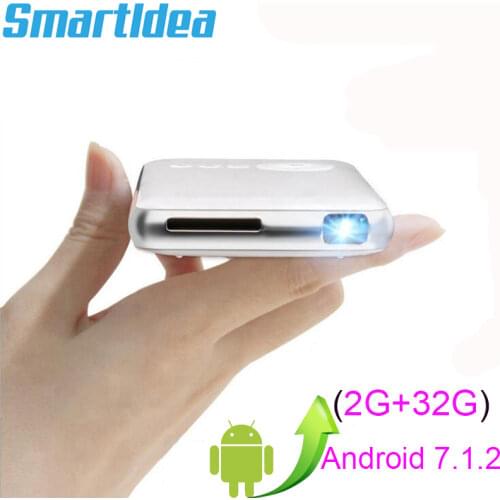 SmartIdea Android 7.1.2 5000mAh Battery Handheld Mini LED Projector WiFi Bluetooth DLP 1080P Beamer Support AirPlay Miracast AC3