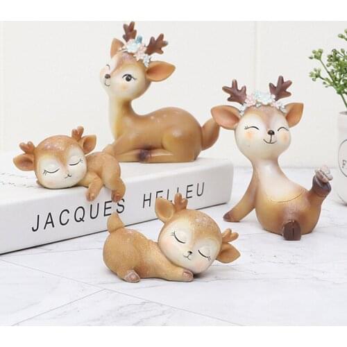 Super Cute Baby Sleeping Deer Desktop Decoration Sweet Dreams Embrace Saucy Cozy Lovely Baby Deer Pressure Realese Home Figurine