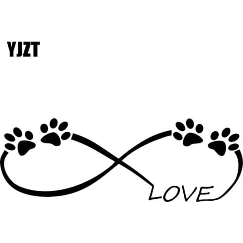 YJZT 14CM*4.9CM LOVE CUTE PET PAWS Vinyl Car Decal Sticker Dog Cat Black/Silver C10-00455