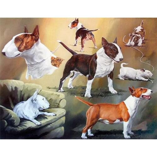 Yumeart 5D Diy Diamond Painting By Number Bull Terrier Cross Stitch Diamond Mosaic Sale Diamond Embroidery Animal Cute Dog Decor