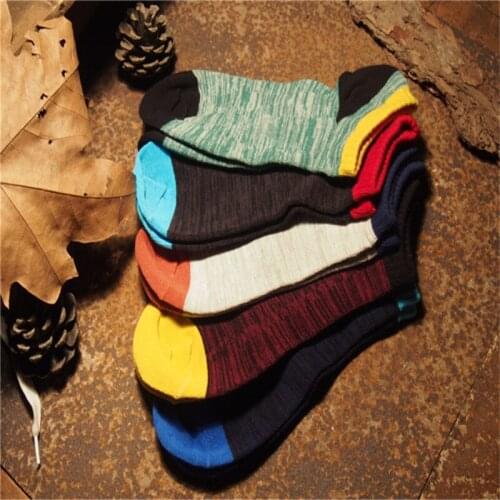 ZDL-331 Japanese Harajuku Cord Thick Line Ankle National Wind Casual Funny Sock 5 Pairs