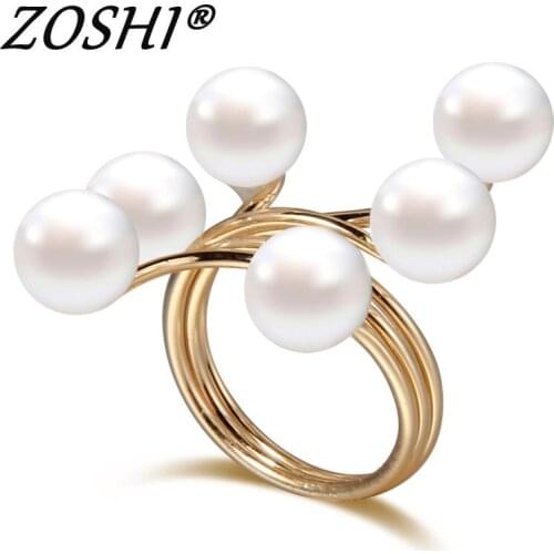 ZOSHI Brand 2019 New Ring Fashion Elegant simulated Pearl Opening Rings women jewelry big discount finger ring