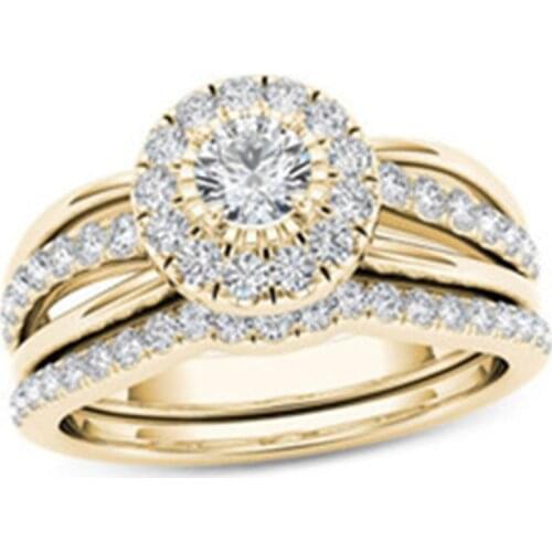 Milangirl New Multi-layer Stone Zircon Engagement Rings for Women Crystal Finger Ring Bridal Wedding Ring Jewelry