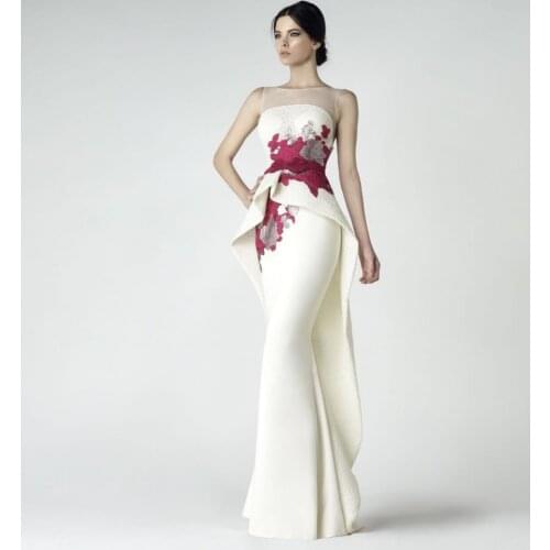 High Quality Beige Formal Mermaid Dress 2021 New Sheer Neck Illusion Back Unique Dress Chic Design Long Party Gowns