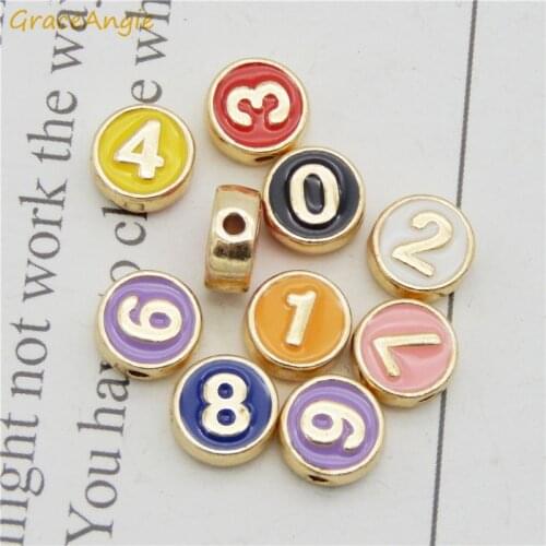 10PCS/Set Arabic numerals beads for jewelry making Enamel Charms Alloy Necklace Pendants Earrings Bracelet Beads Bangle Choker