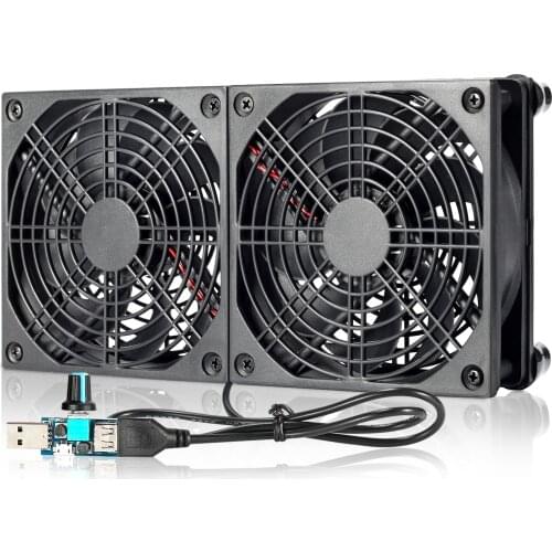 120mm 5V Dual USB Powered PC Router Fans with Speed Controller High Airflow Cooling Fan for Router Modem Receiver DVR XBOX TV