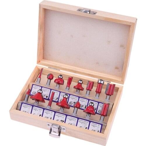 15Pcs/Set 1/4" Shank Tungsten Carbide Router Bit Set Wood Cutter Tool Set Milling Wood Cutters Router Bit Set for Wood