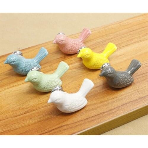 20pcs/lot Ceramic Peace Dove Drawer Knobs 3D Cartoon Bird Cabinet Cupboard Handles Novelty Creative