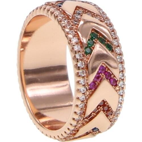 2019 Classic dainty cz band Wedding Ring for women gold Color metal US size 6 7 8 colorful cz paved wide chunky classic jewelry