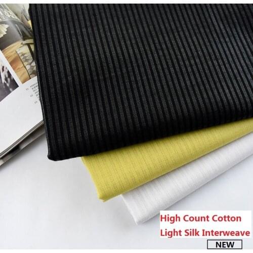 50cm/Pcs 145cmWidth Fabric High Count Cotton Light Silk Interweave Stripe Bright Skin-friendly Breathable Comfortable Shirt