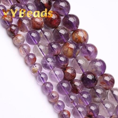 5A Natural Purple Ghost Quartz Stone Beads Round Loose Spacer Beads For Jewelry Making DIY Bracelet Necklace 15'' 6 8 10 12 14mm