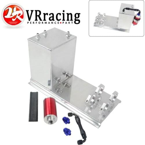 5ltr Dual Pump Set Up with Filter 5L Aluminum Fuel Surge Tank Fuel Tank Fuel Cell 5L Polished AN Fittings Drift Track Rally Drag