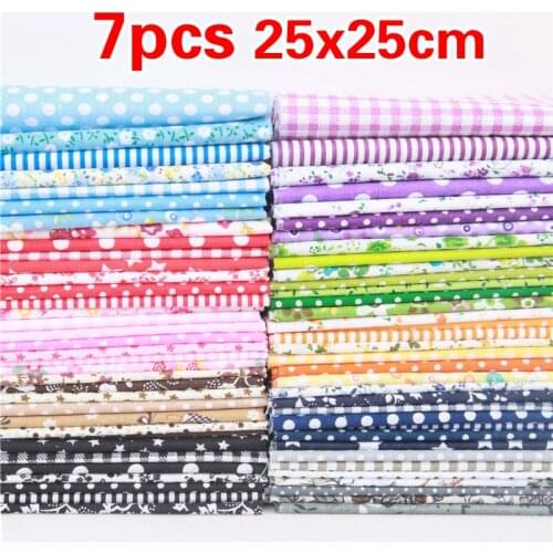 7pcs 25x25cm Square Patchwork Cotton Fabric Cloth Needlework DIY Handmade Sewing Quilting Tissu Mixed Style Floral Print Fabrics