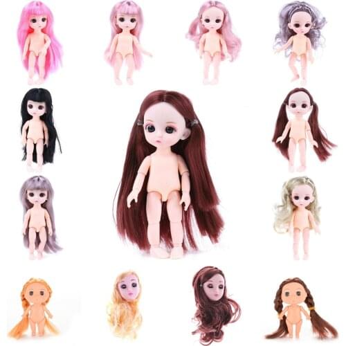 9/16/17cm Cute Dolls Mini 13 Moveable Jointed Baby Doll Pink Silver Hair Naked Body Fashion Dolls Toy For Girls Gift New