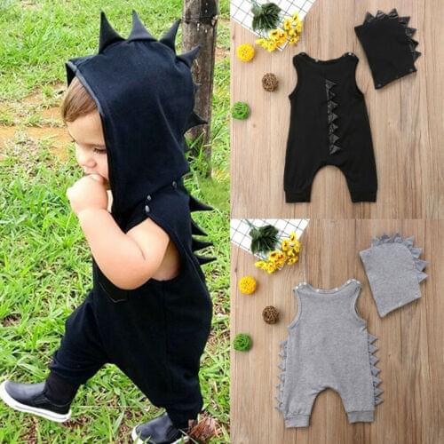 Able Kid Baby Boys Dinosaur Hooded Romper Jumpsuit Hat Clothes Outfits