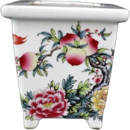 Four square flowerpots with famille rose and longevity patterns of old Chinese porcelain