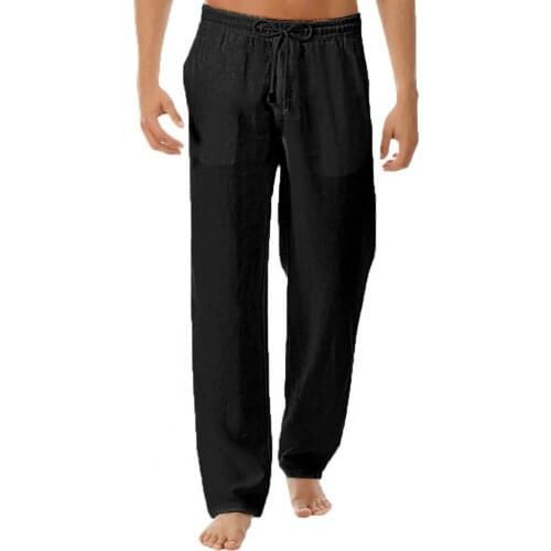 Men Sports Pants Drawstring Mid Rise Men Solid Color Wide Leg Trousers Slacks Plus Size pantalones hombre штаны мужские 2021