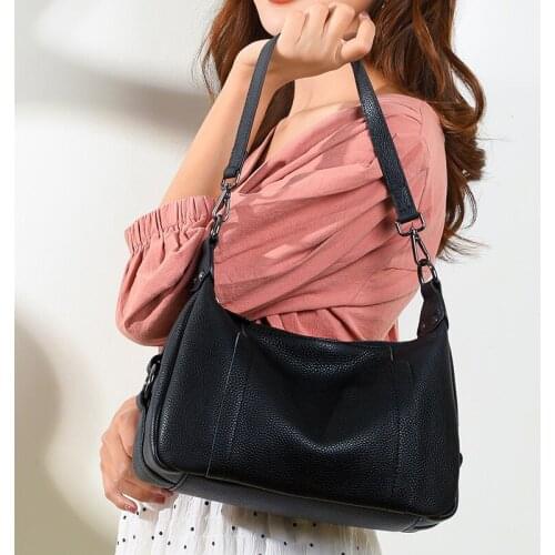 Elegant Female Genuine Leather Tote Bags Fashion High Quality Real Leather Womens Designer Handbag Girls Shoulder Messenger Bag