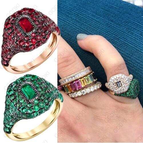 GODKI Spring Collection Luxury Stackable Chic Rings For Women Wedding Cubic Zircon Engagement Dubai Bridal Statement Finger Ring