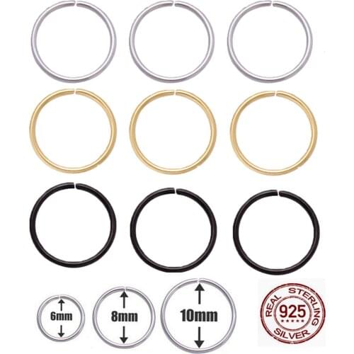 Wholesale 100pcs/lot 925 sterling silver plain Nose Ring Tragus Helix Lip daith Cartilage Piercing Ring 6mm 8mm