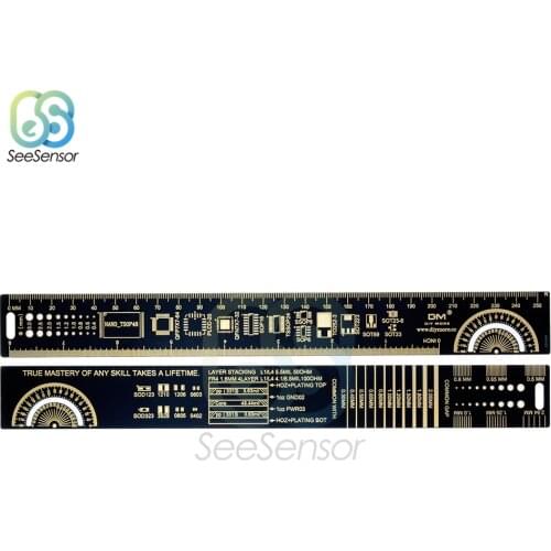 25CM 10 Inch PCB Ruler For Electronic Engineers Measuring Tool PCB Reference Ruler Chip IC SMD Diode Transistor R-4 Gold Plated