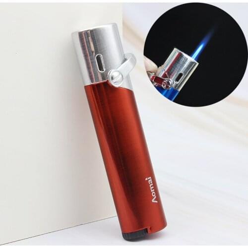 Metal Torch Long Strip Jet Lighter Turbo Butane Cigar Pipe Creative Lighter Inflatable Cigarette 1300 C Fire Windproof No GAS
