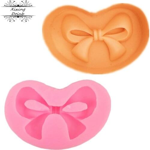 Lovely bow shaped cake mold food grade silicone mold fudge cake decoration tools