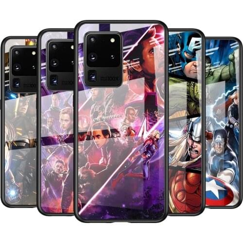 Tempered Glass Cover Fashion Marvel Avengers For Samsung Galaxy S21 Ultra Plus 5G M51 M31 M21 Shockproof Shell Phone Case