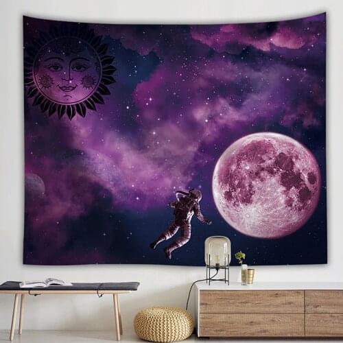 Moon astronaut tapestry wall blanket mandala sun large wall fabric decoracion tapiz wall carpet