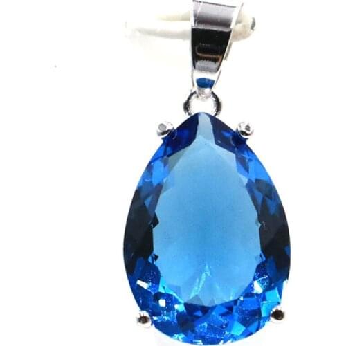 27x13mm Elegant Water Drop 18x13mm London Blue Topaz Gift For Sister Jewelry Making 925 Silver Pendant Earrings