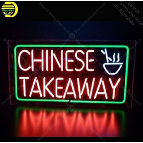 Neon Sign for chinese fast food restaurant Neon Tube sign glass handcraft Decor windows Nean Sign light lamp Letrero Trade mark