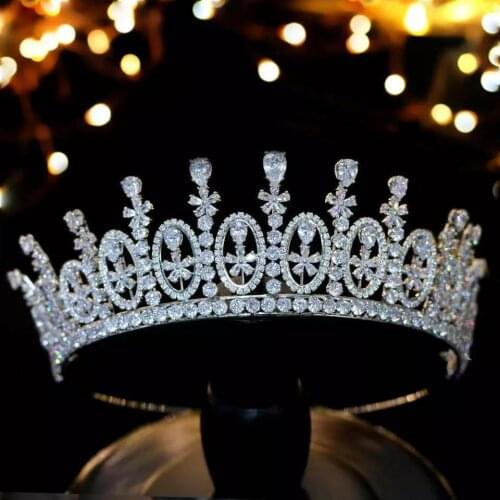 EYER European New Royal Tiaras Crown for Brides Hair Jewelry Shiny Cubic Zircon Bridal Crowns Wedding Tiaras Princess Crown