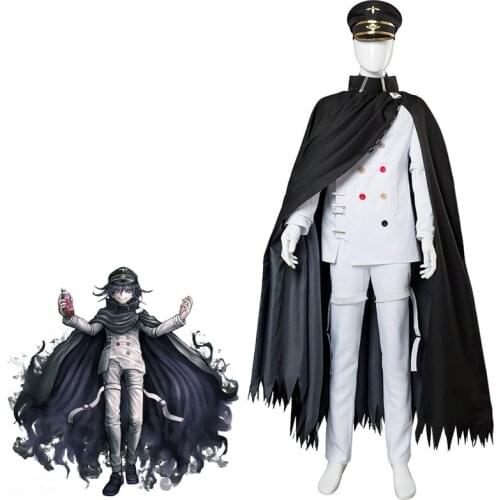 New Danganronpa V3 Kokichi Oma Cosplay Costume Kokichi Oma President Suit Wig Cloak Hat Scarf Halloween Carnival Party Dress