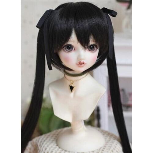 New 8-9inch 7-8inch 6-7inch Black Bowknot Dual horsetail Long hair For 1/3 1/4 1/6 BJD SD SD MSD YOSD Doll Wig