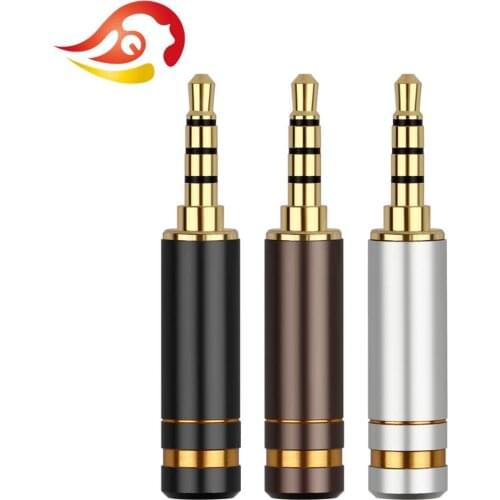 QYFANG 3.5mm 4 Pole Gold Plated Copper Earphone Plug Aluminum Alloy HiFi Headphone Audio Jack Metal Male Adapter Wire Connector