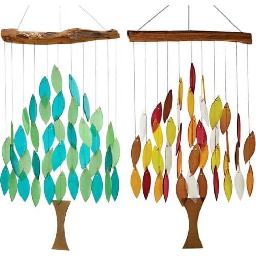 Rainbow Wind Chimes Maple Leaf Wind Chimes Wall Hanging Exquisite Waterfall Chime Outdoor Chimes for Landscape Gardening Decor