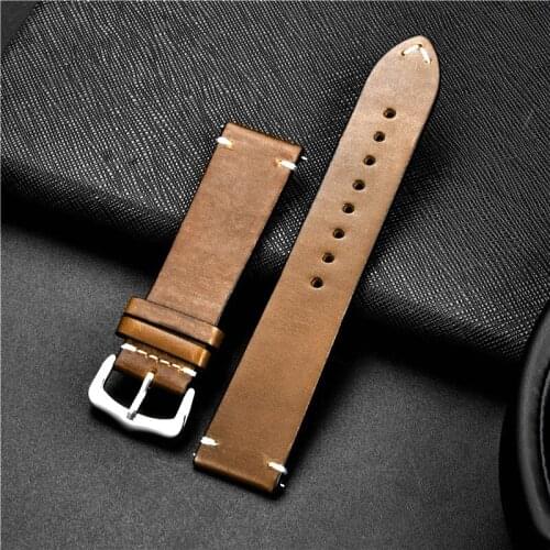 New Oil Wax Cowhide Genuine Leather Watch Straps 18mm 20mm 22mm 24mm Watch Accessories Band Casual Watchbands