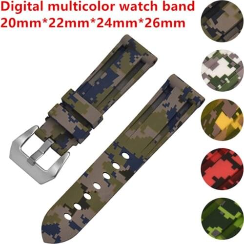 20mm 22mm 24mm 26mm Camo Blue Grey Watch Bands for Diesel Pam Rubber Silicone Watch Straps Wristwatch Belt Bracelets Men Correa