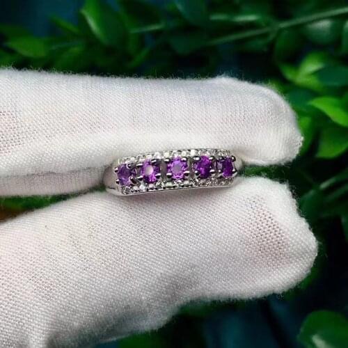 Luxury natural amethyst ring Charm crystal gem jewelry Womens elegant adjustable gemstone ring Party wedding gift wholesale