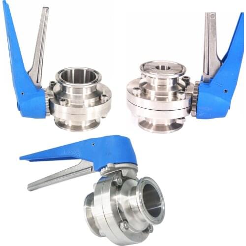 Tube O/D 19-51mm Ferrule O/D 50.5mm 64mm 304 Stainless Steel Sanitary Tri Clamp Butterfly Valve Brew Beer