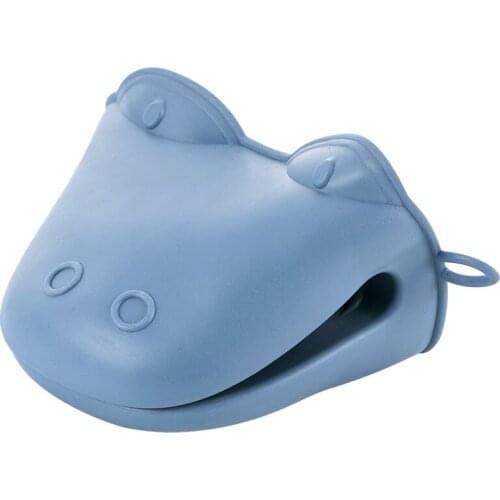 Thickened oven gloves high temperature resistant cartoon hippo silicone hand clip oven microwave baking anti-scalding gloves