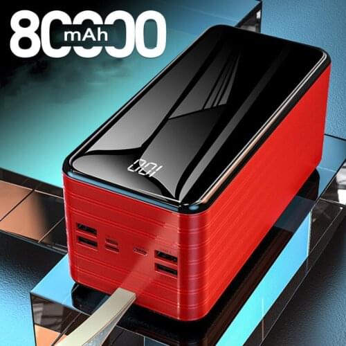 80000mAh Power Bank for iPhone 12 Xiaomi Mi Huawei Samsung Powerbank Portable Charger External Battery Pack Power Bank Poverbank
