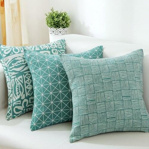 Green Rural Geometric Pillow Cushion Cover for Car office lumbar Linen Pillow case Home Decorative pillow sofa cushions