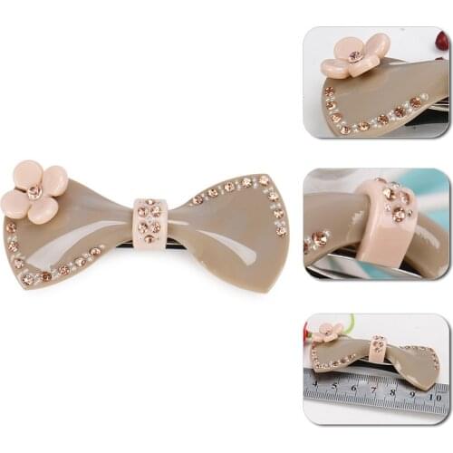 High Quality Hair Accessories Bowknot And Rhinestone Hair Barrette Elegant Gift Hair Grip Acetate Hair Clips