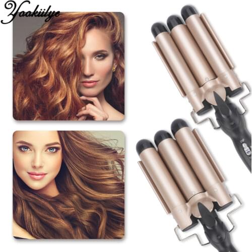 Gold Egg Roll Hair Curling Iron Ceramic Hair Styling Tools 25/32mm Triple Barrel Electric Hair Curler Wave Roll Wand Curler Iron